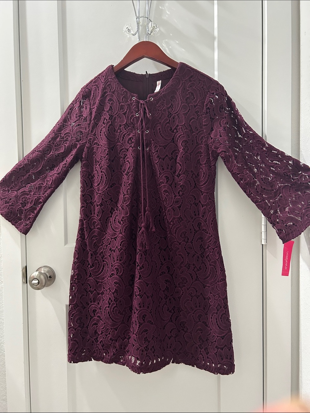 Xhilaration Plum Lace Tie-Front Girls' Dress